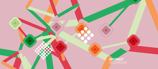 Abstract square dot connections, flat style multicolored geometric background for Wallpaper, Banner, Background, Card, Book Illustration, landing page or poster design