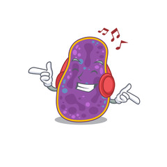 Poster - Shigella sp. bacteria Cartoon design concept listening music