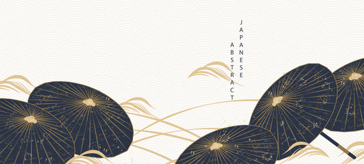 Wall Mural - oriental japanese style abstract pattern background design geometry wave move and oil paper umbrella