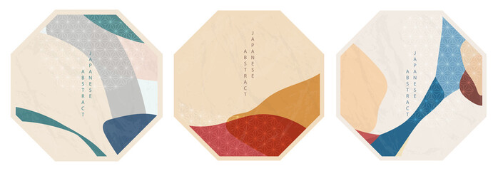 Wall Mural - oriental japanese style abstract pattern background design geometry wave move polygon banner