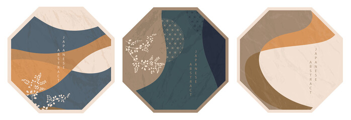 Wall Mural - oriental japanese style abstract pattern background design geometry wave move polygon banner