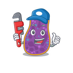 Wall Mural - Shigella sp. bacteria Smart Plumber cartoon character design with tool