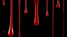 Super Slow Motion Shot Of Dripping Blood Isolated On Black Background At 1000 Fps.