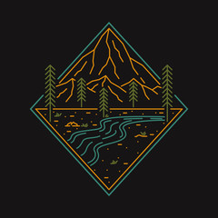 camping nature wild badge patch pin graphic illustration vector art t-shirt design