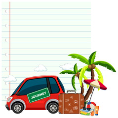 Wall Mural - Border template design with car and bags