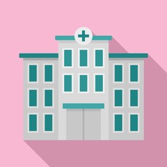 Wall Mural - Hospital building icon. Flat illustration of hospital building vector icon for web design