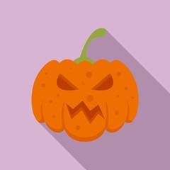 Sticker - Face pumpkin icon. Flat illustration of face pumpkin vector icon for web design