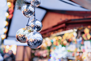 Poster - Christmas Decoration at Night Christmas Market Charlottenburg Palace Berlin