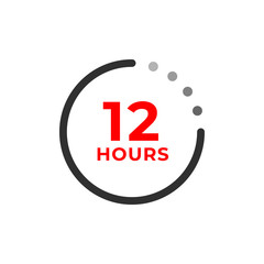 12h color icon and time concept