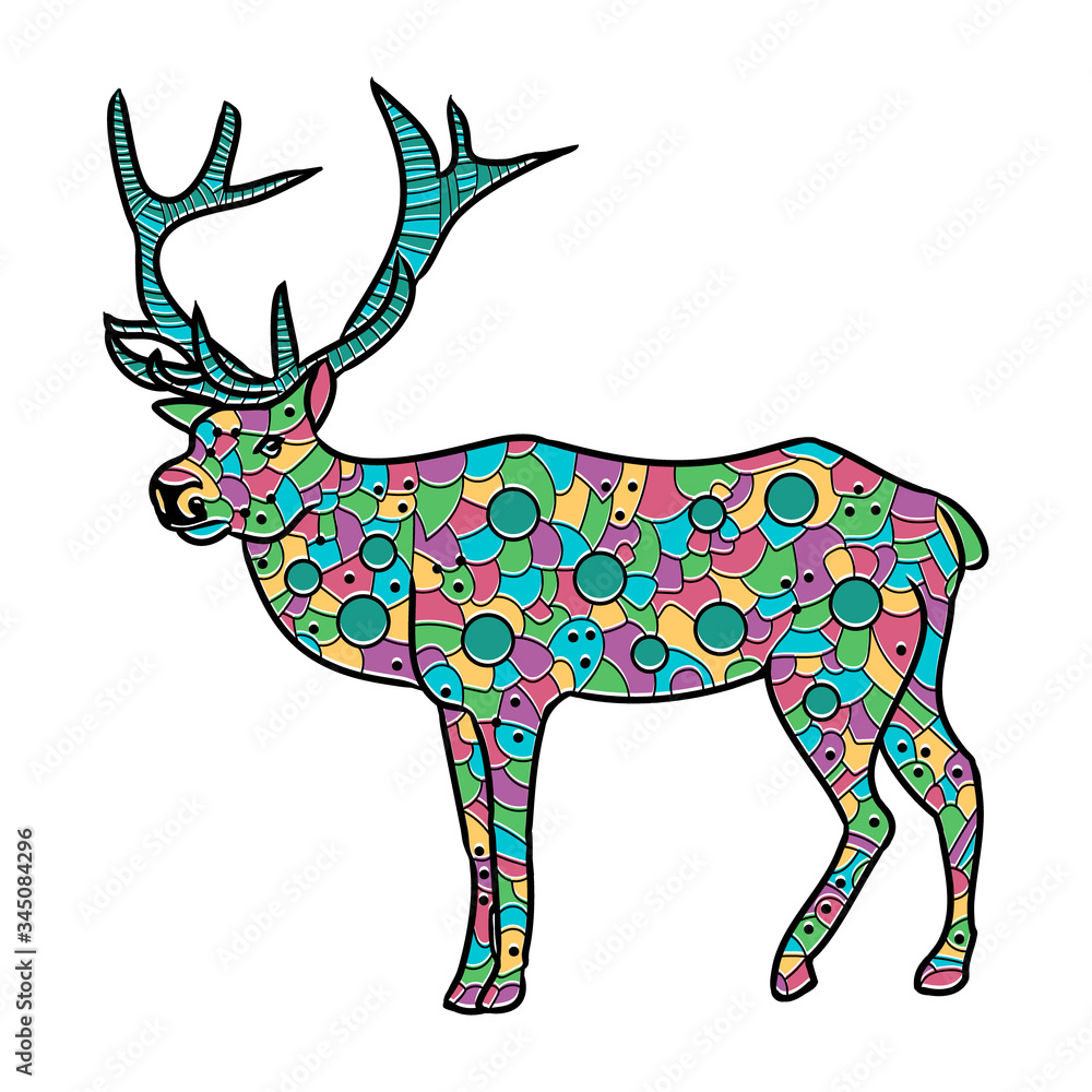 Deer Abstract Pattern Highly detailed abstract deer illustration. Animal patterns with hand ...