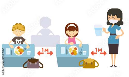 Cantine Scolaire Distanciation Sociale Stock Vector Adobe Stock