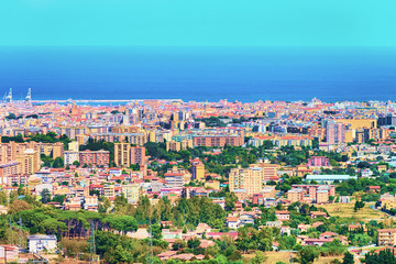 Poster - Scenery with cityscape and landscape of Palermo Sicily Mediterranean Sea