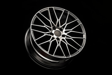 Wall Mural - black alloy wheels, aluminum disc sport with a carbon fiber cover. Light weight and modern cool design