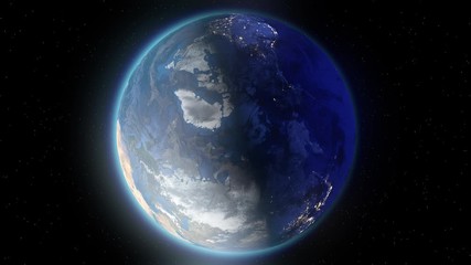 Wall Mural - Beautiful planet Earth in space against the background of stars. Earth from space. 3d rendering. Elements of this video furnished by NASA.