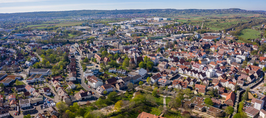 Wall Mural - Aerial view of the city Ditzingen in Germany on a sunny morning in early spring
