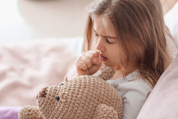 sick little girl at home