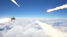 Cruise Missiles Fly Above The Clouds 