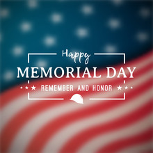Happy Memorial Day Banner. National American Holiday. Blurry American Flag. Vector Background.