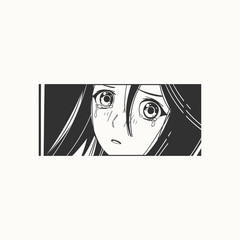 Wall Mural - Close up of Asian female Eyes look. Black and white Manga style. Japanese cartoon Comic concept. Anime character. Hand drawn trendy Vector illustration. Rectangle frame. Isolated on white background