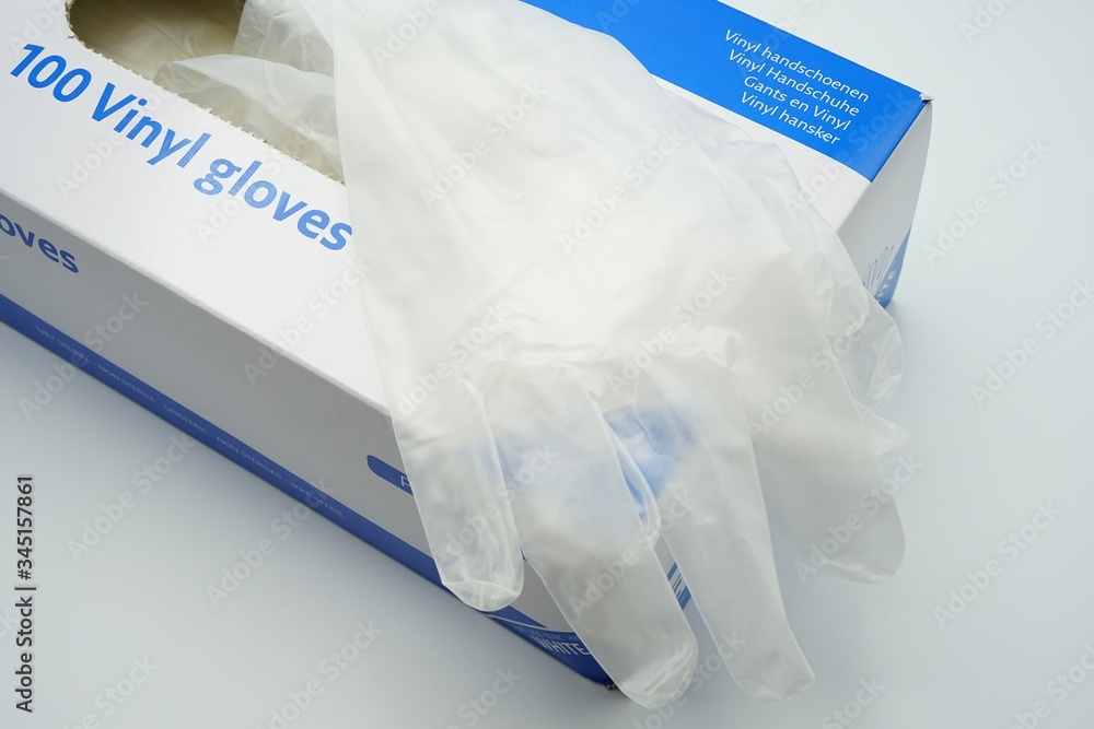 A box with vinyl disposable gloves - obrazy, fototapety, plakaty 