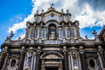 Cathedral of Catania, Italy, Baroque church with the architecture of Sicily, city of art