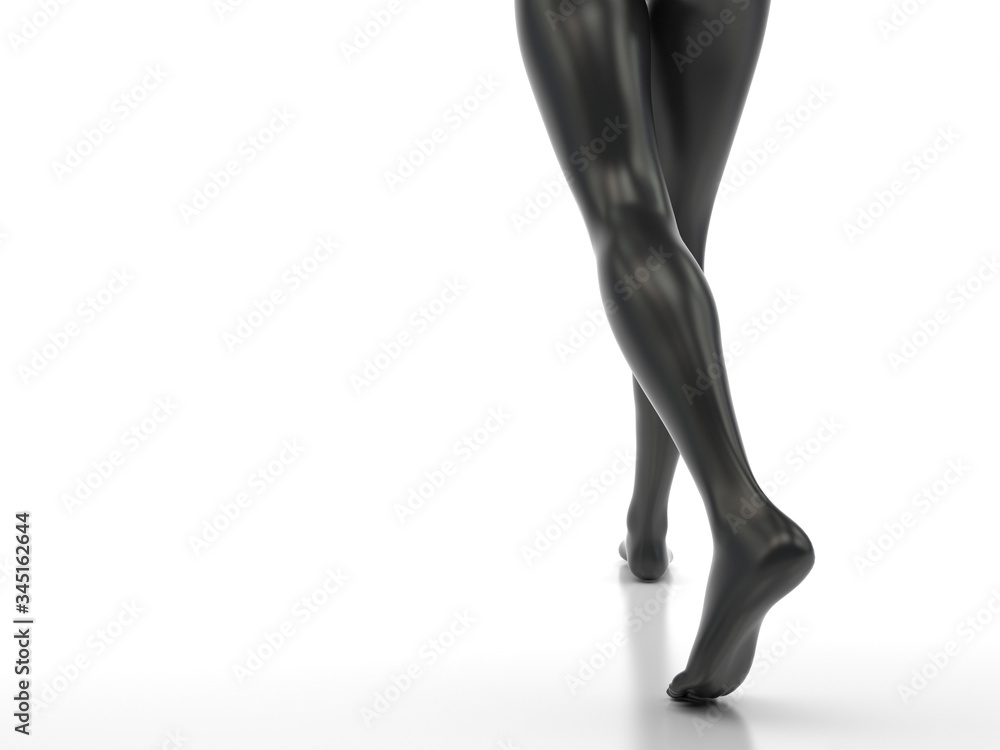 Legs Rendering Coloring Female legs in black glossy color on a white background. Slender ...