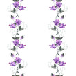 Seamless garland pattern with pink sweet pea flowers. Watercolor floral elements isolated on white background. Ideal illustration for textile, print and wrapping paper design.  
