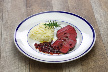 Wall Mural - venison dish, sous vide cooking, low temperature cooking