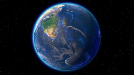 Wall Mural - Beautiful planet Earth in space against the background of stars. Earth from space. 3d rendering. Elements of this video furnished by NASA.