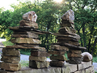 Inukshuk rock people garden art