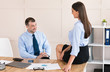 Lustful Boss Flirting Seducing Colleague At Workplace In Office
