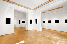 Empty Gallery Room With Picture Frames Mock-up -