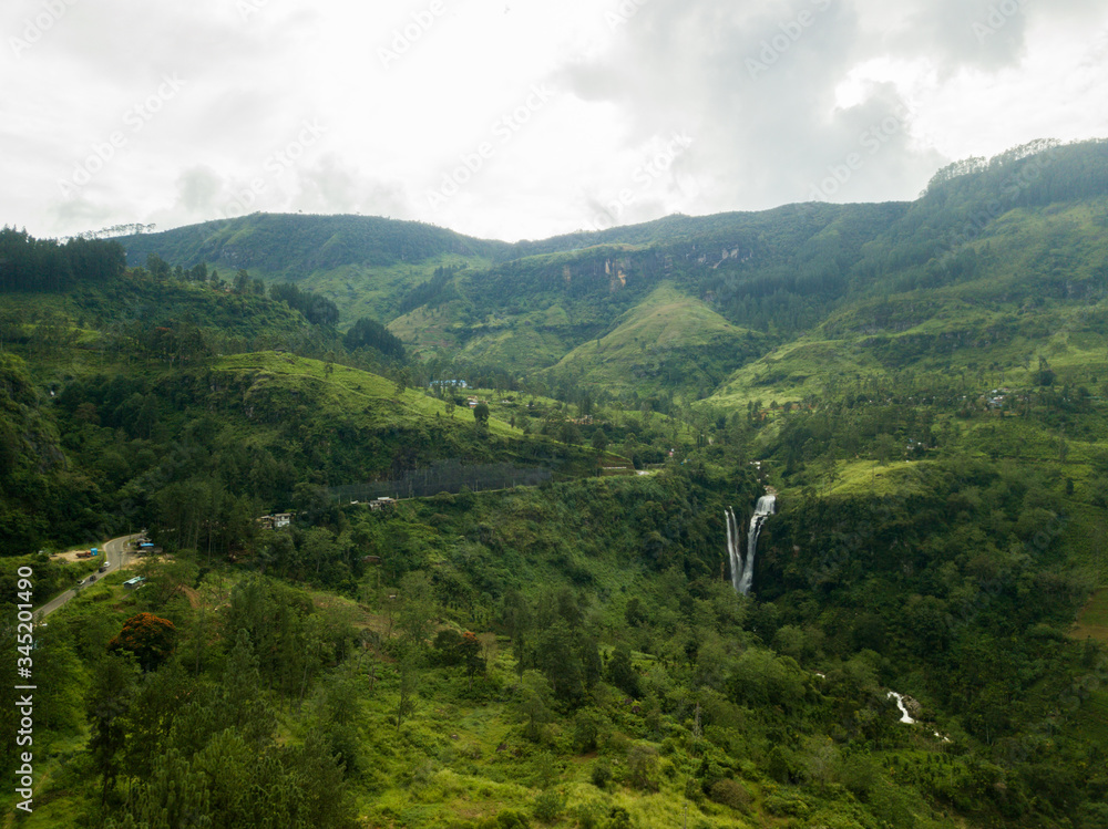 An aerial drone photograph of the Knuckles Forest Reserve Mountain ...