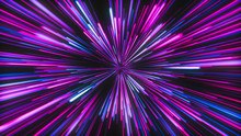 Neon Rays Moving To The Center, Bright Pink Nightlife Background