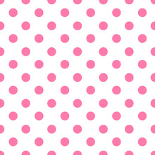 Pink And White Seamless Polka Dot Pattern