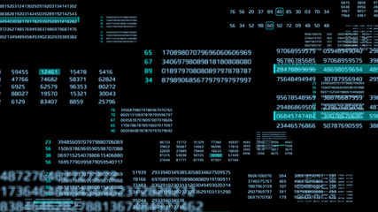 Sticker - Big Data Binary Number Code Perspective Series View Illustration. Statistic Encoder Decoder Futuristic Information Technology Texture Background.