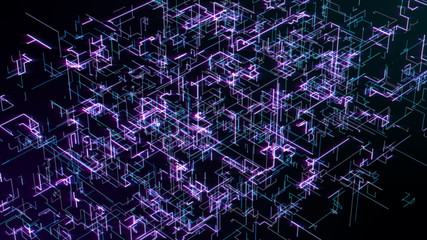Aufkleber - Abstract Futuristic Big Data Dot Structure Background Technology. Complex Data Graphic Visulization In Global Communication Network Illustration.
