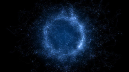 Fototapete - Planet Sphere Magic Wave Consisting Element Particles Background.