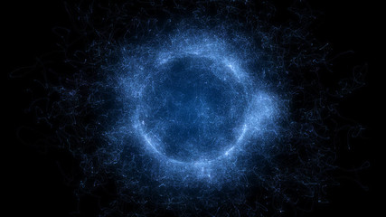 Fototapete - Planet Sphere Magic Wave Consisting Element Particles Background.