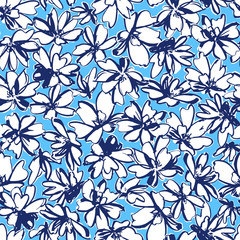  Seamless pattern material of an abstract flower,
