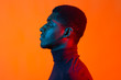 © satura_ - Neon portrait of young african american man, side view