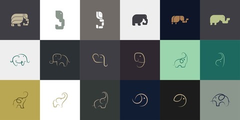 Wall Mural - Set of Elephant Logo Design