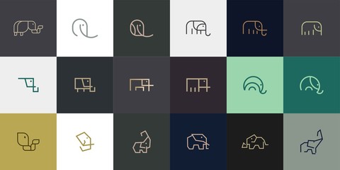 Wall Mural - Set of Elephant Logo Design