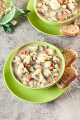 Wall Mural - Vegetable soup with ingredients cauliflower