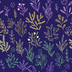  Texture with flowers and plants. Floral ornament. Original flowers pattern.