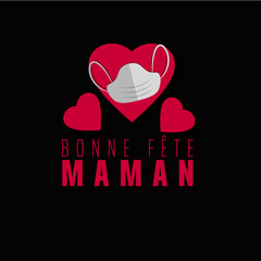 Poster - bonne fête maman- coeur et masque pandémie