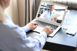 © ty - Young woman making video call with her doctor during self isolation and quarantine. Online consultation. Patient in video conferencing with general practitioner on digital tablet. Coronavirus.