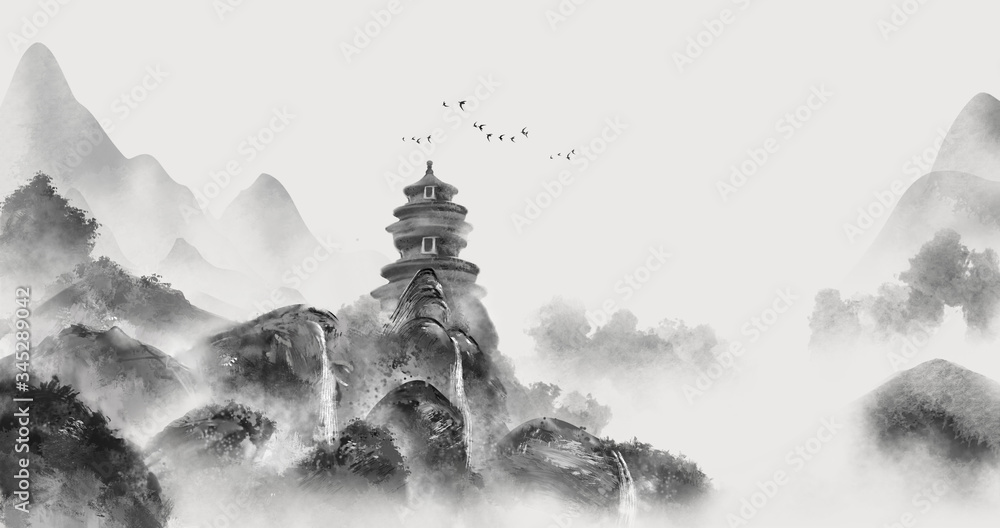 水墨画 山水