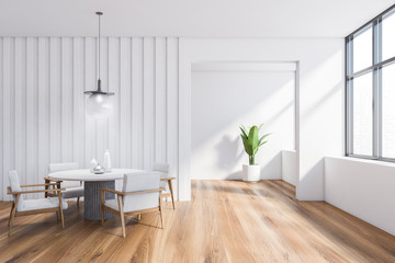 Modern white dining room interior