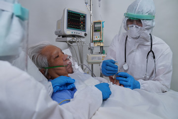 Doctors and nurses are working hard to treat corona virus/covid-19 infected patients in the ICU/ hospital.